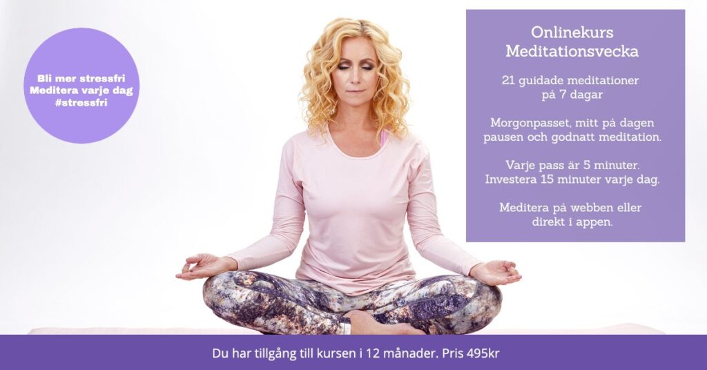 Bilden visar en onlinekurs i meditation hemma